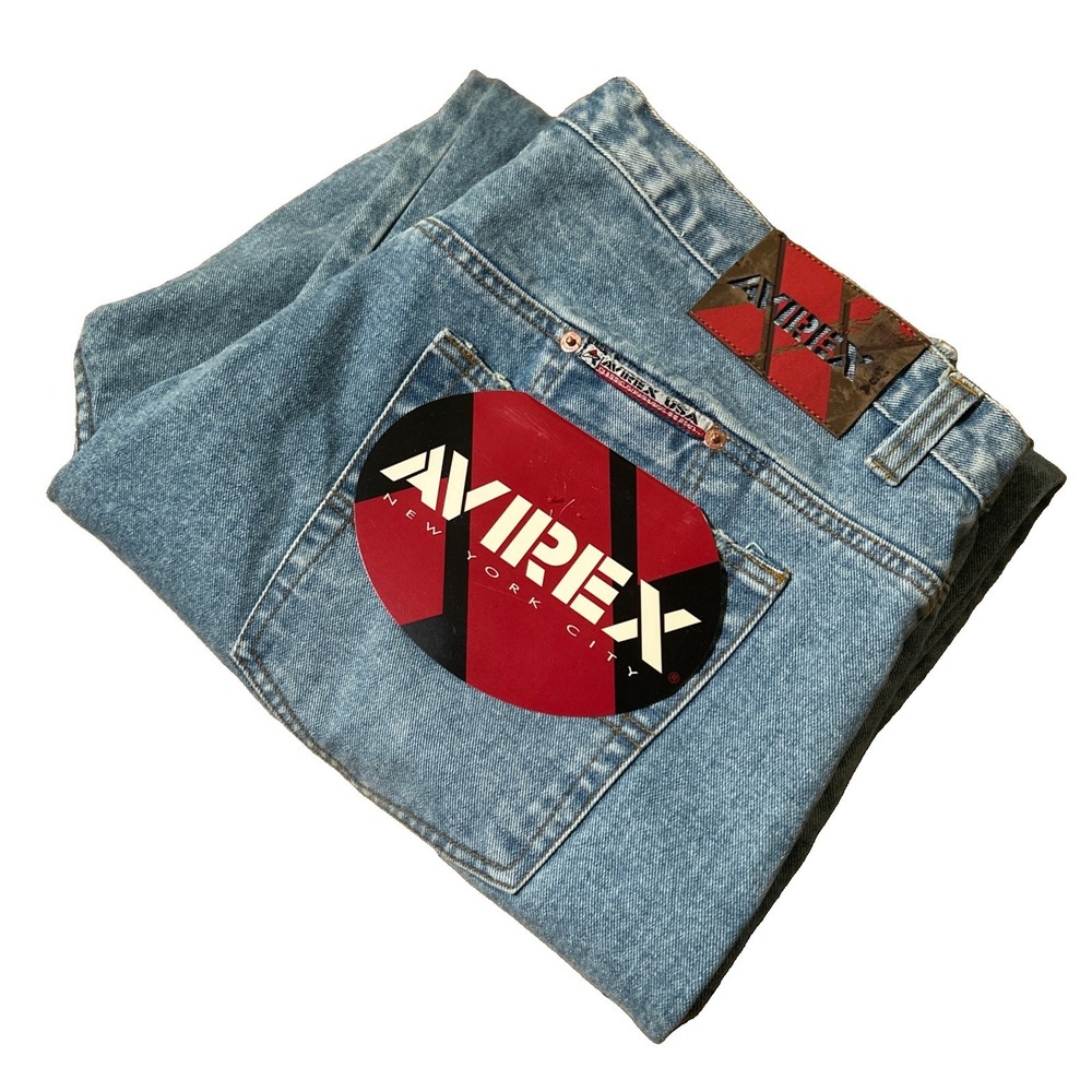 Vintage Avirex Jeans Men's 44x35 Blue Baggy Wide Leg Y2K Skater Hip Hop